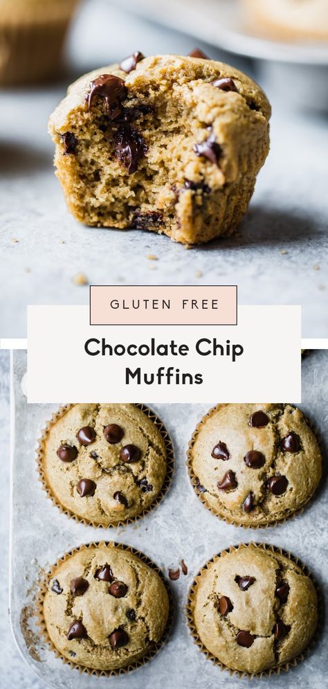 Gluten Free Chocolate Chip Muffins, Oat Flour Muffins, Healthy Chocolate Chip Muffins, Fodmap Food, Gluten Free Banana Muffins, Healthy Muffin, Chocolate Almond Butter, Almond Flour Muffins, Healthier Sweets