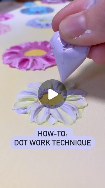 Textured Flower Art | Chinaya on Instagram: "Dot work is my favourite part of my textured art creation process. Here’s a tutorial on EXACTLY how I do it and what I use as well.   Enjoy 💙   #texture #textured #tutorial #guide #howto #texturedart #texturedartwork #texturedpainting #paint #painting #floralart #flowerart #floralpainting #flowerpainting #art #artwork #reel #trending #new #followalong #technique #modellingpaste #acrylicpainting #acrylicpaint" Flower Texture Wall Art, Flower Techniques Painting, How To Create Textured Canvas Art, Texture Art Videos, How To Use Modeling Paste, How To Paint With Texture, How To Texture Paint, Flower Texture Art, Texture Abstract Painting