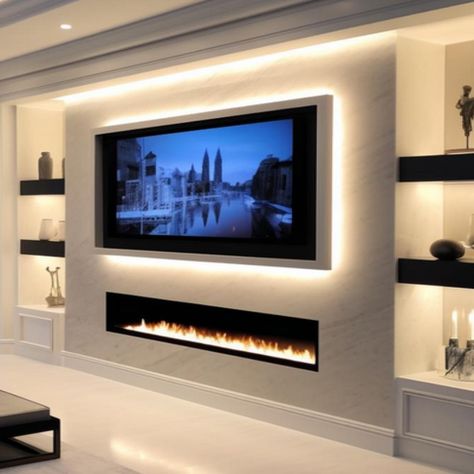 Vivid Single Side Fireplace | Electric Fireplace Intimate Glow – LEDHomeDecors.com Linear Fireplace Wall With Tv, Indoor Electric Fireplace Ideas, Fire Pit Tv Wall, Fireplace Tv Wall Modern Master Bedrooms, Tv With Fireplace, Side Fireplace, Fireplace Electric, Living Dining Rooms, Fireplace Dimensions