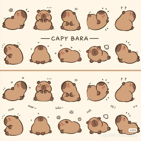 Capybara Art Cute, Capybara Drawing Doodle, Capybara Art Illustrations, Cabypara Drawing, How To Draw A Capybara, How To Draw Capybara, Kapibara Drawing, Chibi Capybara, Capybara Cute Drawing