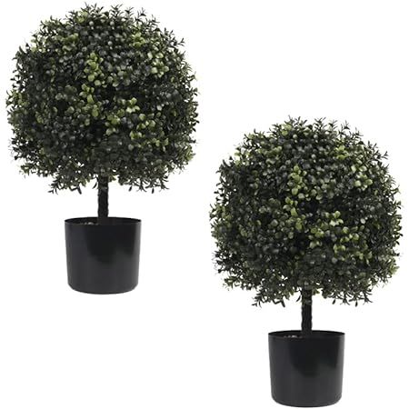 Amazon.com - ECOLVANT Two 20''T Artificial Boxwood Topiary Ball Tree UV Resistant Potted Plants Artificial Flower Buds Tree for Indoor Outdoor Home Garden (2, Brown Flowers) Boxwood Tree, Outdoor Topiary, Boxwood Plant, Boxwood Balls, Porch Plants, Topiary Plants, Artificial Topiary, Potted Plants Outdoor, Artificial Potted Plants