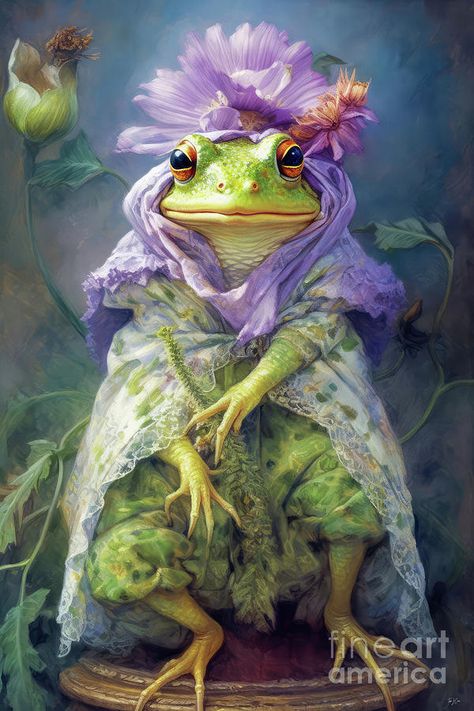 Frog Queen, Funny Frogs, Frog Art, Art Gallery Wallpaper, Gerbera Daisy, A Frog, Frog And Toad, Cute Creatures, Bird Art