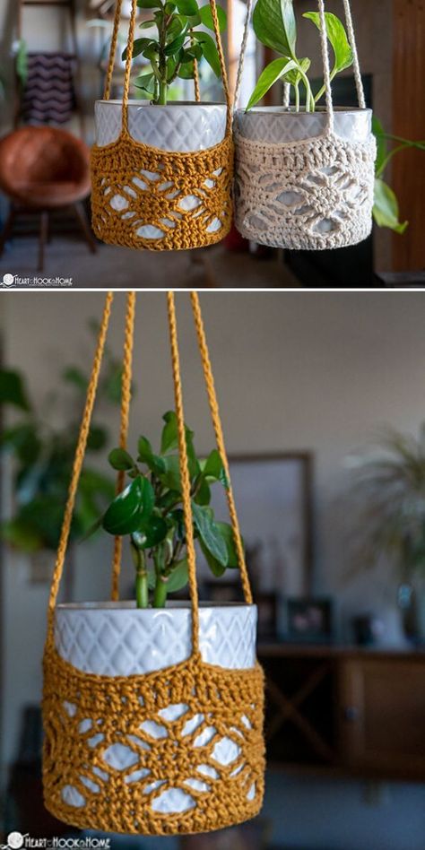 Star Plant, Crochet Plant Hanger, Beau Crochet, Confection Au Crochet, Crochet Plant, Crochet Basket Pattern, Crochet Simple, Crochet Home Decor, Plant Hangers