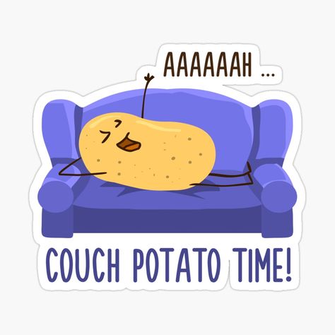 Potato Meme, Purple Couch, What Time Is It, What Time Is, Couch Potato, Sloth, Drawing Inspiration, Funny Stickers, Cute Designs