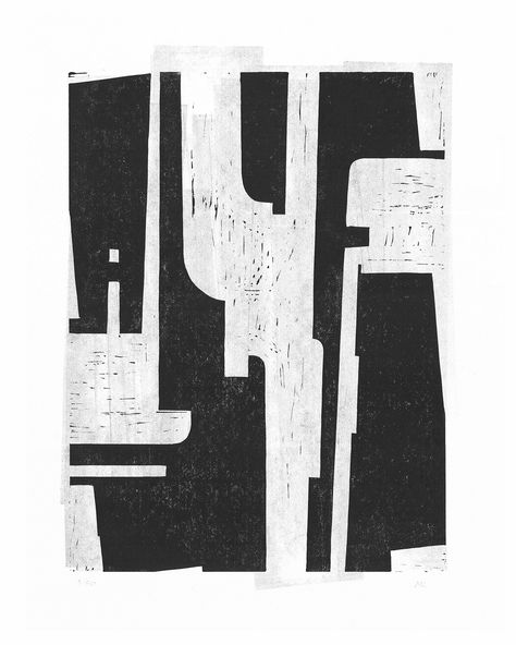 Black And White Printmaking, Abstract Lino Print, Abstract Linocut, Cubism Abstract, City Abstract, Abstract Cubism, Abstract Monochrome, Woodcut Art, Monochromatic Art