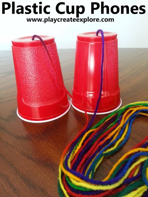 Play Create Explore: Plastic Cup Phones- An oldie but a goodie! Plastic Cup Crafts, Cup Phones, Cup Crafts, Petite Section, Preschool Science, Creative Activities For Kids, Plastic Cups, Craft Activities For Kids, Summer Crafts