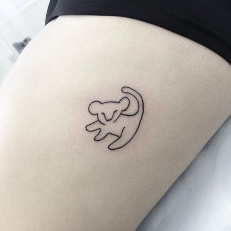 12 Tiny Simba Tattoos For Those Who Just Can't Wait to Be King Disney Line Art, Simba Tattoo, Line Art Tattoo, Tattoo Placements, Mouse Tattoos, Movie Tattoo, Movie Tattoos, King Tattoos, Handpoke Tattoo