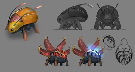 ArtStation - Darewise - Beetle Design, Paradis Sok Beetle Creature Design, Beetle Concept Art, Beetle Design, Creature Ideas, Spider Design, Monster Hunter Art, Primitive Design, Alien Concept, Alien Concept Art