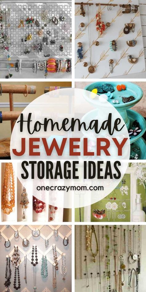 Easy Jewelry Storage Diy, Closet Door Jewelry Organizer Diy, Earring Hanger Diy Jewelry Organization, Dresser Jewelry Organizer, Egg Carton Jewelry Organizer, Storing Bracelets Ideas, Storage For Necklaces, Organizing Earrings Ideas, How To Make A Jewelry Organizer