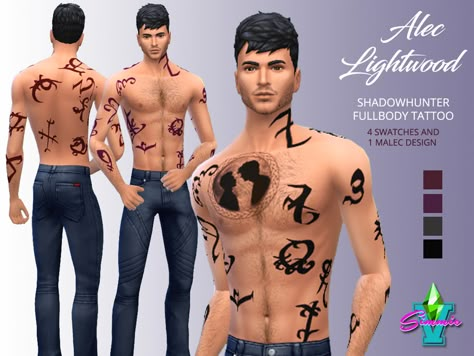 The Sims Resource - Alec Lightwood Shadowhunter Sims 4 Shadowhunters, The Sims 4 Tattoo, Tattoos Sims 4, The Sims 4 Casas, Los Sims 4 Cc, Sims 4 Male Clothes, Sims 4 Tattoos, Ts4 Mods, Sims 4 Anime