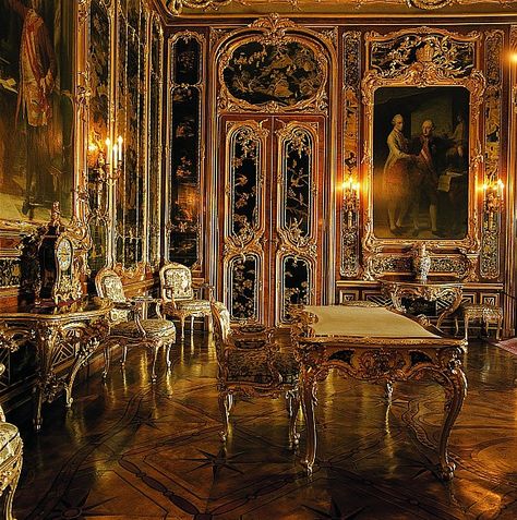 Vieux Laque Room in Schloss Schönbrunn in Vienna, c. 1770.- this room is breathtaking- mind you out of 42 I went in of the 1500 the palace has, all are breathtaking Baroque Period, Historical Interior, Baroque Furniture, Schönbrunn Palace, Palace Interior, Opulent Interiors, Castles Interior, Chateau France, Baroque Architecture