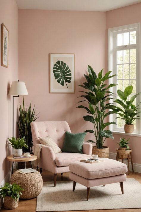 20 Living Room Decor Colors For a Fresh Look – ToolzView Rose Living Room Decor, Pink And Green House Interior, Mid Century Modern Living Room Pink, Light Pink And Green Living Room, Pink And Gold Living Room Ideas, Boho Pink Living Room, Pink And Yellow Living Room, Pink Sofa Decor, Pink Accent Living Room