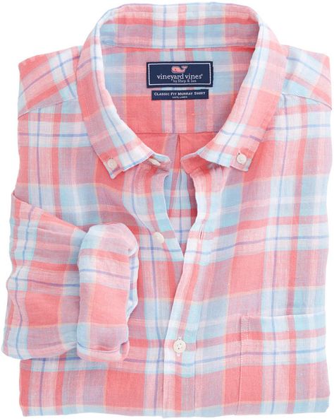 Vineyard Vines Atlantis Club Plaid Classic Murray Shirt Checks Shirts For Men Casual, Mens Check Shirt, Business Casual Attire For Men, Gents Shirts, Smart Casual Menswear, Check Shirt Man, Shirt Outfit Men, Mens Casual Outfits Summer, Men Fashion Casual Shirts