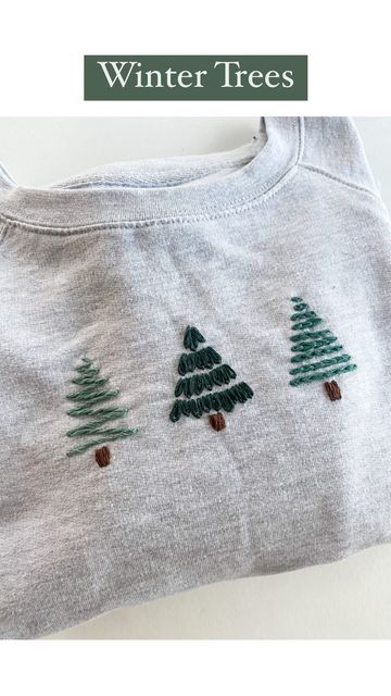 Embroider Pillowcase Diy, Christmas Shirt Embroidery Designs, Embroidery Christmas Sweatshirt, Embroider T Shirt, Embroidery On Sweatshirts Diy, Diy Sweater Embroidery, Embroidery Sweatshirt Diy, Sweatshirt Embroidery Diy, Embroidery Ideas Clothes