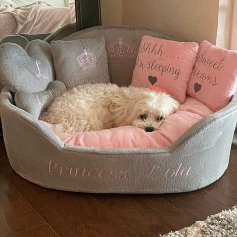 Princess Dog Bed, Princess Pet, Royal Dog, Dog Bedroom, Puppy Checklist, Cute Dog Beds, Personalized Dog Beds, Puppy Room, Puppy Bed