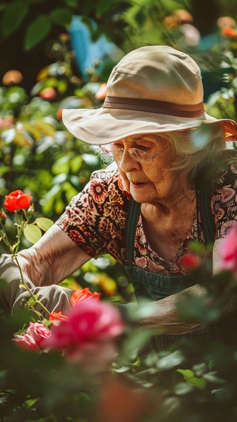 #Gardening #ElderlyWoman: An #OlderLady in a #SunHat tenderly caring for her vibrant #RoseGarden. #AIArtwork #AIPhotography #StockImage ⬇️ Download and 📝 Prompt 👉 https://stockcake.com/i/gardening-senior-woman_594523_956164 Elderly Aesthetic, Aging Aesthetic, Woman In Garden, Woman Gardening, Lifestyle Photography Women, Garden Of Roses, Gardening Photography, Elderly Woman, Vintage Cooking