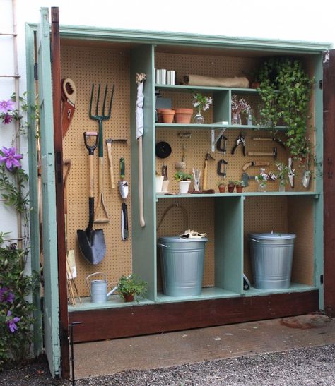 Steal This Look: My Mini Garden Shed in a Garage - Gardenista Shed Organisation, Shed Conversion Ideas, Garden Shed Diy, Small Garden Shed, Amazing Interiors, Storage Shed Organization, Shed Organization, نباتات منزلية, Garden Storage Shed