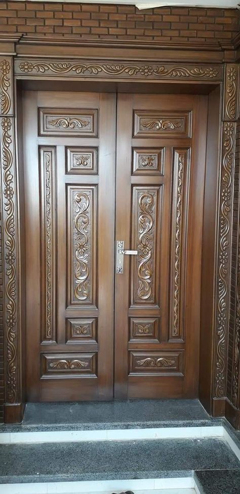 Wooden Double Front Doors Entrance Solid Wood, Double Door Design Wood Double Door Design Wood Indian, Main Double Door Design Wood, Front Double Door Design Wood Modern, Wooden Main Double Door Design, Wooden Door Ideas, Main Entrance Wooden Doors, Wooden Double Front Doors, Indian Main Door Designs