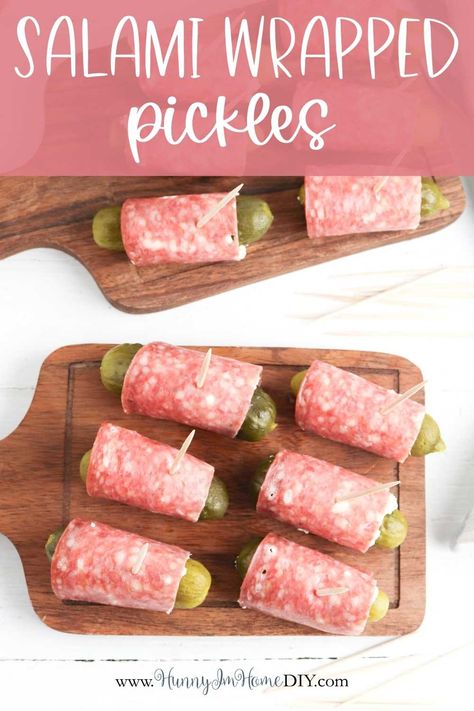 Hard Salami Recipes, Easy Gluten Free Appetizers, Gluten Free Christmas Appetizers, Gluten Free Party Snacks, Salami Appetizer, Cold Party Appetizers, Appetizers For A Party, Wrapped Pickles, Bake Snacks