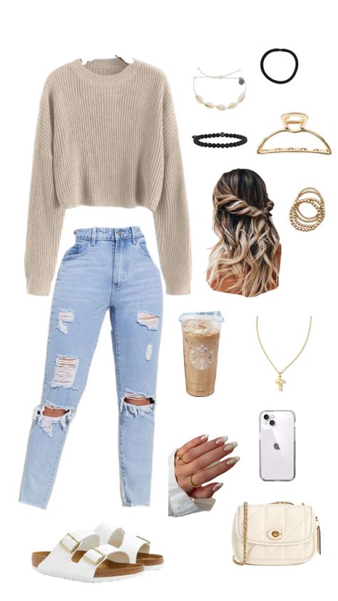 #schoolfit #fitinspo #outfitinspo Teen Style Inspiration, Everyday School Outfits, Tennessee Outfits, Collage Outfits, Modest Clothes, Cute Country Outfits, Straight Clothes, Outfit Collage, Casual Preppy Outfits