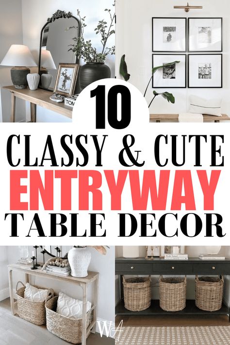 10 Entryway Table Decor Ideas For The Best First Impression How To Dress A Hallway Table, Entryway Table Decor No Mirror, Decorate Foyer Table, Round Mirror Entryway Decorating Ideas, Hallway Table Decor Entryway, Hall Table Decor Ideas, Decor For Entryway Table, Small Foyer Table, Entry Console Table Decor