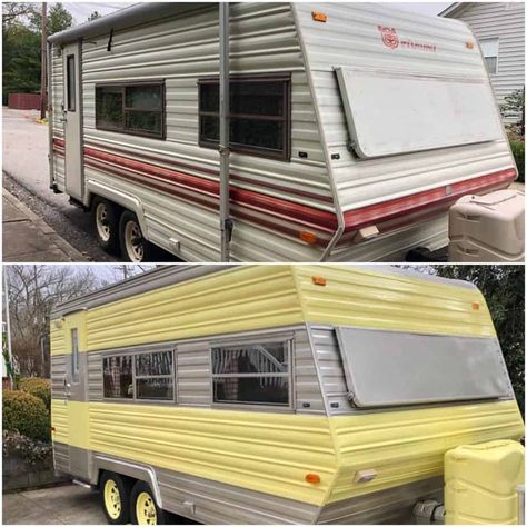 before and after 1984 prowler remodel Prowler Trailer Remodel, 1976 Prowler Camper Remodel, Old Motorhome Remodel, Camper Remodel Before And After, Prowler Camper Remodel, Winnebago Remodel, Feeling Crappy, Motorhome Remodel, Trailer Design