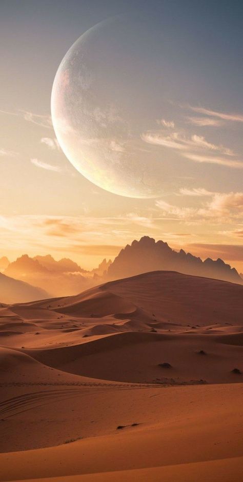 Planets, Desert Moon, Fantasy Landscape, Celestial Bodies, Moon