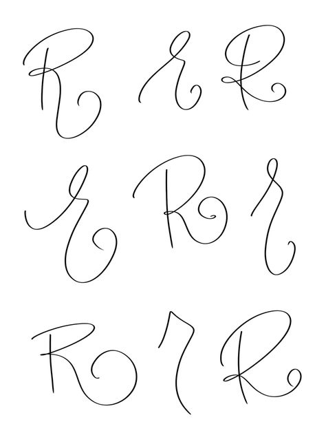 R And A Tattoo Letter, Fancy R Tattoo, R Writing Style, Letter R In Cursive, Lowercase R Tattoo, R In Different Fonts, Letter R Fonts Design, R Initial On Nails, Nails With An R Initial