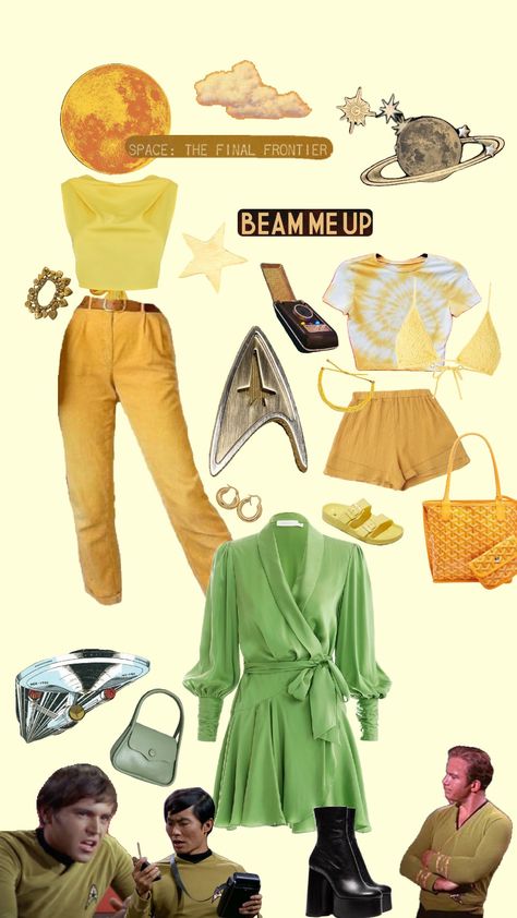 Star Trek TOS Command officers inspired outfits Trek Outfits, Star Trek Aesthetic, Trek Aesthetic, Star Trek Outfits, Star Trek Tos, Inspired Outfits, Star Trek, Outfit Inspirations, Stars