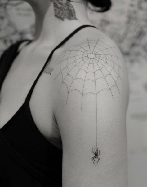 Demi Lovato Spider Tattoo, Shoulder Spiderweb Tattoo, Spider Tattoo On Shoulder, Shoulder Spider Web Tattoo, Spider Web Tattoo Shoulder, Spider Hanging From Web Tattoo, Spiderweb Shoulder Tattoo, Demi Tattoo, Spider Tattoo For Women