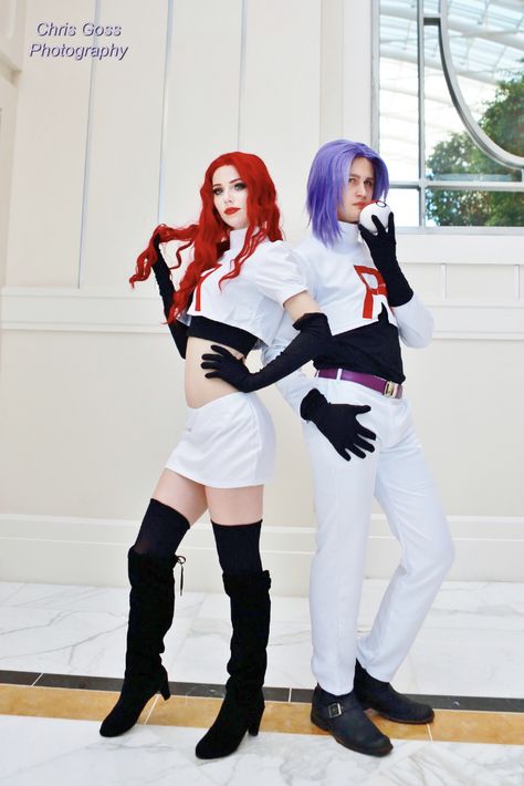 Team Rocket Cosplay, Jessie And James, Jessie Pokemon, Cute Couples Costumes, Team Costumes, Couples Halloween Outfits, Halloween Queen, Team Rocket, Cute Halloween Costumes