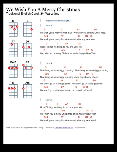 Ukulele Worship Songs, Christmas Ukulele Songs, Christmas Ukulele, Ukulele Songs Beginner, Christmas Carols Songs, Strumming Patterns, Easy Ukulele Songs, Ukulele Chords Songs, Uke Songs