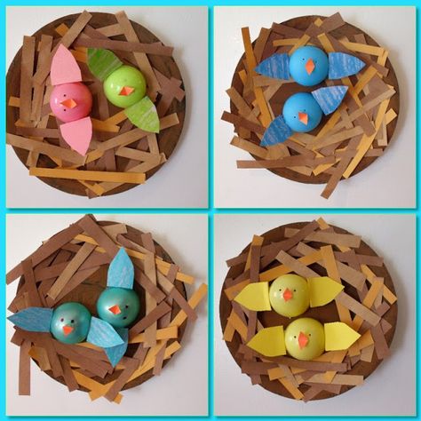 Clever, Crafty, Cookin' Mama: Baby Bird Nests Nest Craft, Pictures Of Birds, Bird Nest Craft, Nest Art, Spring Classroom, Bird Nests, Spring Preschool, Spring Kids, Bird Crafts