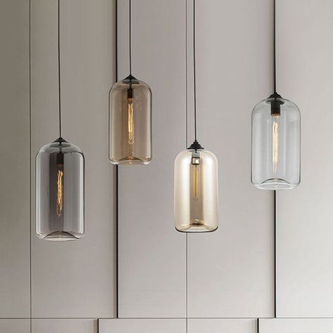 Buy 8"/10" Wide Clear/Amber/Smoky Glass Cylindrical Pendant Light Contemporary 1 Light Black Hanging Lamp Fixture for only $153.98 at Clearhalo! Cylindrical Pendant Light, Room Hanging Lights, Round Pendant Light, Ball Pendant Lighting, Luminaire Vintage, Hanging Ceiling Lamps, Contemporary Pendant Lights, Hanging Ceiling Lights, Light Black