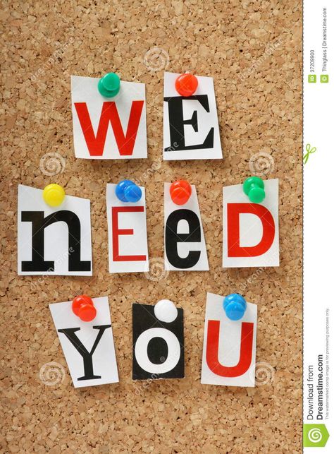 We Need You Stock Photo - Image: 37209900 Meeting Room Design Creative, Hire A Social Media Manager, Burn's Night, College Marketing, Magazine Letters, Thank You Volunteers, Volunteer Quotes, Reading Buddies, Pta Fundraising