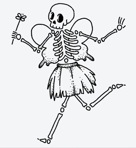 Inside Tattoo, Skeleton Drawings, Skeleton Tattoos, Fairy Tattoo, Halloween Drawings, Mini Drawings, Tattoo Design Drawings, Tattoo Stencils, Funky Art