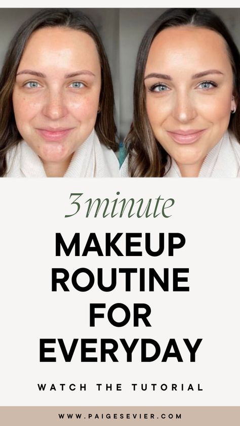 If you're a busy woman over 30 with less than 5 minutes to do your makeup - this easy everyday makeup routine is for you! This basic makeup for beginners comes together in 3 minutes for the perfect natural everyday makeup look & natural winter makeup look. Give this makeup tutorial a try & learn more about my favorite makeup products I used to create this look here! Minimalist Makeup Routine, Natural Makeup Routine, Easy Everyday Makeup, Everyday Makeup Tutorial, Simple Everyday Makeup, Natural Makeup Tips, Natural Everyday Makeup, Everyday Makeup Tutorials, Minimalist Makeup