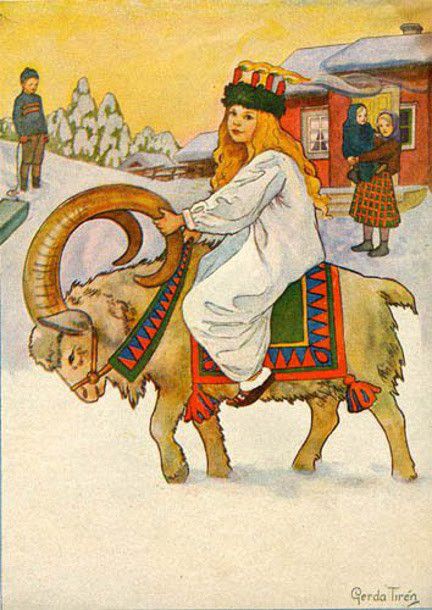 Gerda Tiren. Lucia Sankta Lucia, Santa Lucia Day, Carl Spitzweg, Yule Goat, Saint Lucy, Baba Jaga, Carl Larsson, Swedish Christmas, A Goat