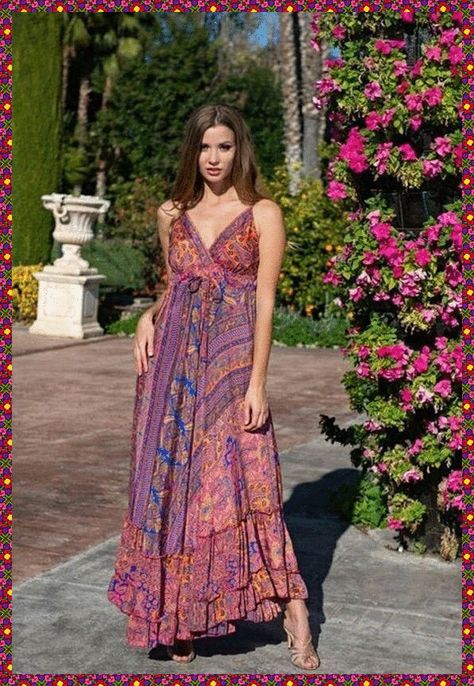 Silk Dress Boho Style, Boho Maxi Dress Summertime, Boho Dress Outfit, Bohemian Quotes, Cotton Boho Dress, Traditional Ideas, Beautiful Boho Dresses, Boho Maxi Dresses, Hippie Maxi Dress