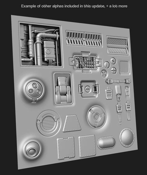 ArtStation - 350 Hard surface sci-fi Alpha/Height VOL 2 [UPDATE03], Jonas Ronnegard Sci Fi Furniture, Sci Fi Floor, Scifi Decor, Sci Fi Props, Hard Surface Modeling, Zbrush Tutorial, Spaceship Interior, 3d Modeling Tutorial, Surface Modeling