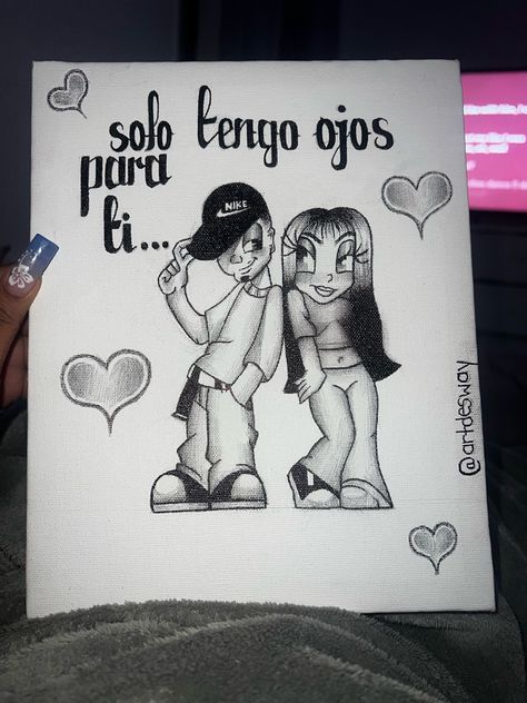 Oldies Couple Drawing, Chicana Art Love, Chicana Couple Drawing, Drawings For When Your In Love, Couple Chicano Drawings, Mi Amor In Cursive, Bf Gf Drawings Easy, Chicana Style Drawings, Oldie Love Drawings