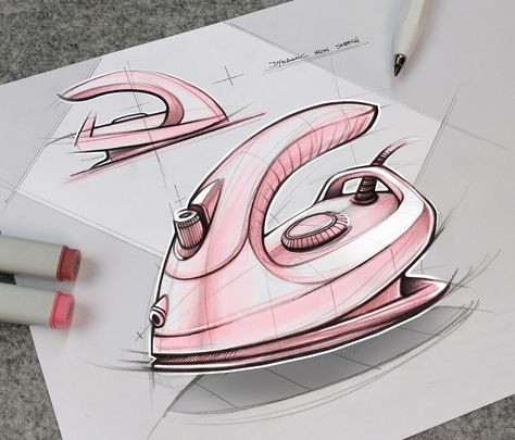 Design Sketches & Illustrations 2019 (Part 1) on Behance Marius Kindler, Steam Iron Design, Conceptual Sketches, Furniture Design Sketches, Bike Sketch, Perspective Drawing Lessons, Object Drawing, Architecture Concept Drawings, Industrial Design Sketch