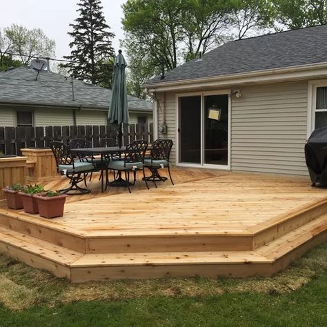 Wood Deck Designs, Ground Level Deck, Simple Deck, Deck Pictures, Cedar Deck, Dream Deck, Floating Deck, Deck Installation, Patio Deck Designs