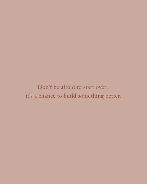 Starting over isn’t a setback; it’s an opportunity to create something even better. When you let go of what no longer serves you, you make space for growth, new possibilities, and the chance to build a life that truly aligns with your dreams. Embrace new beginnings with an open heart. Every fresh start is a blank canvas, waiting for you to paint your future with the colours of your choosing. Trust that what you create this time will be stronger, wiser, and more beautiful than before. #NewB... Starting Over, New Possibilities, Live In The Present, Embrace Change, Build Something, New Beginning, Dont Be Afraid, Create Something, Do It Right