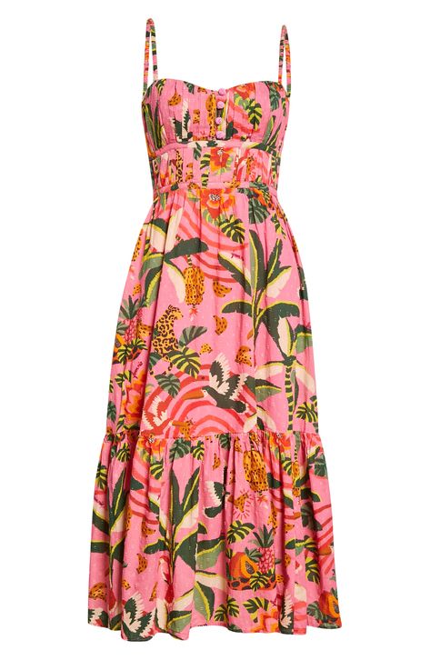 FARM Rio Leopard Forest Cotton Sundress available at #Nordstrom Looks Farm Rio, Toothpaste Kisses, Garden Dresses, Farm Dress, Looks Party, Cotton Sundress, Cotton Midi Dress, Looks Chic, Farm Rio