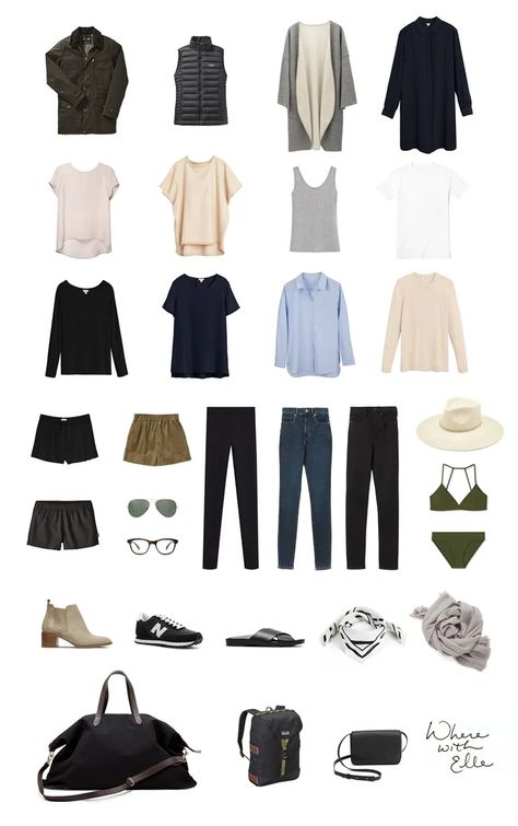 A Light Packing List to Travel Anywhere with a Carry-On · Where With Elle Two Week Travel Capsule Wardrobe, Rosemary Jelly, Capsule Clothing, Packing Capsule Wardrobe, Packing Wardrobe, Printable Packing List, Travel Packing Checklist, Jelly Recipe, Ireland Trip