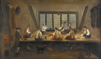 STITCHES AS USED BY TAILORS IN 1800 | Prinny's Taylor – Louis Bazalgette (1750-1830) Sitting Cross Legged, Google Art Project, 18th Century Paintings, Early Modern Period, London Museums, Tailor Shop, Night Cap, Art Google, 18th Century