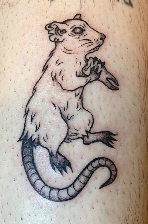 Double Headed Rat Tattoo, Rat Tattoo Ideas, Dark Tattoo Flash, Eerie Tattoos, Rat Tattoo Design, Rat Tattoo, Cute Simple Tattoos, Grunge Tattoo, King Tattoos