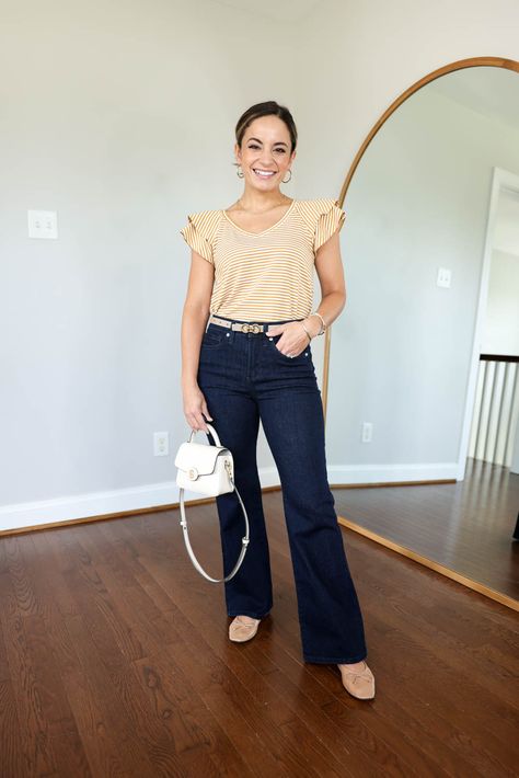 Budget friendly jeans | fall jeans | flare jeans outfit | fall outfits | petite friendly jeans Flare Jeans Outfit Petite, Flare Jeans Outfit Fall, Fall Outfits Petite, Lauren Conrad Fashion, Flared Jeans Outfit Fall, Jeans Pumps, Lauren Conrad Style, Flare Jeans Outfit, Jeans Outfit Fall