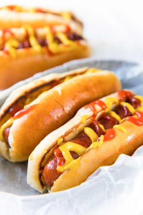 Homemade Hot Dog Buns, Hot Dog Buns Recipe, Homemade Hot Dogs, Ground Beef Breakfast, Making Hot Dogs, Hot Dog Rolls, Carrot Dogs, Hot Dogs Recipes, Hot Dog Toppings